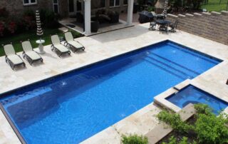 The Pinnacle Fiberglass Pool - Sapphire Blue with Sorrento Spa